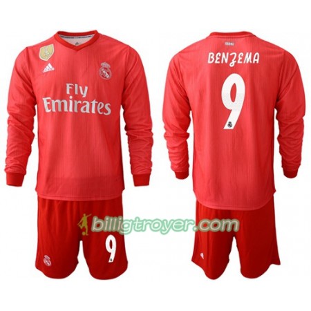 Billige Fotballdrakter Real Madrid Benzema 9 Barn Tredjedraktsett 2018/19 Langermet